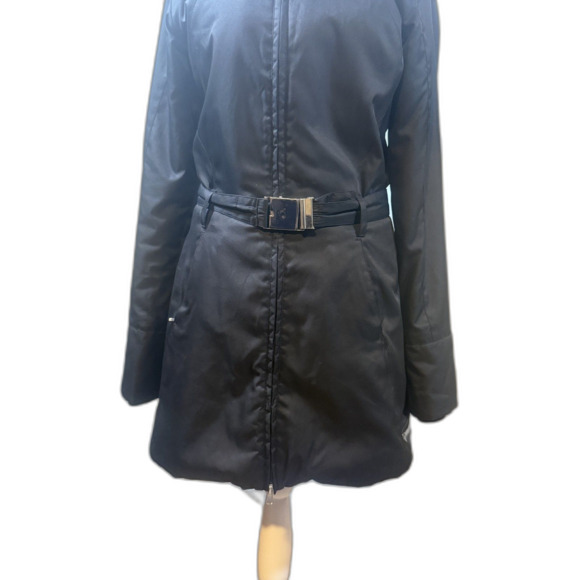 Rossignol 1907 Belted Insulated Ski Coat Black Faux Fur Removable Collar Small - Picture 6 of 13